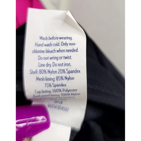 Plus Croft & Barrow High Neck Twist Front Tankini 1X 16W-18W Pink/Black/White - Picture 7 of 9